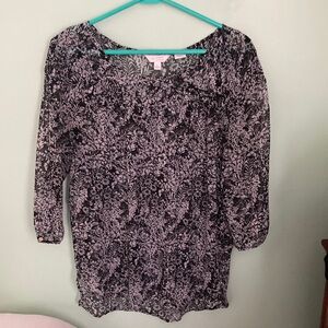 3/$24 Lauren Conrad Black and White Sheer Floral Blouse